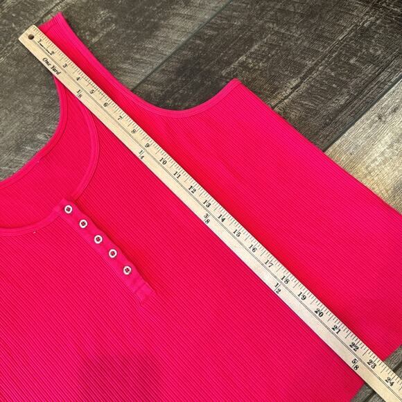 NWOT Anthropologie Daily Practice Henley 2 Piece Lounge Set Hot Pink Size 1X - Picture 7 of 15